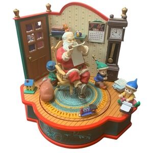 Vintage Animated Musical Box North Pole Office Mistletoe Magic  1993